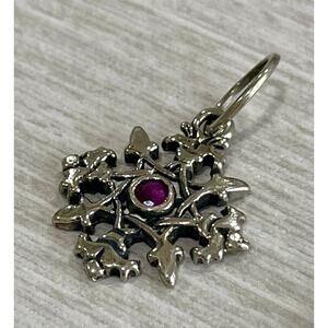 Love Heals Ruby JULY Birthstone Snowflake White Bronze Charm LH100